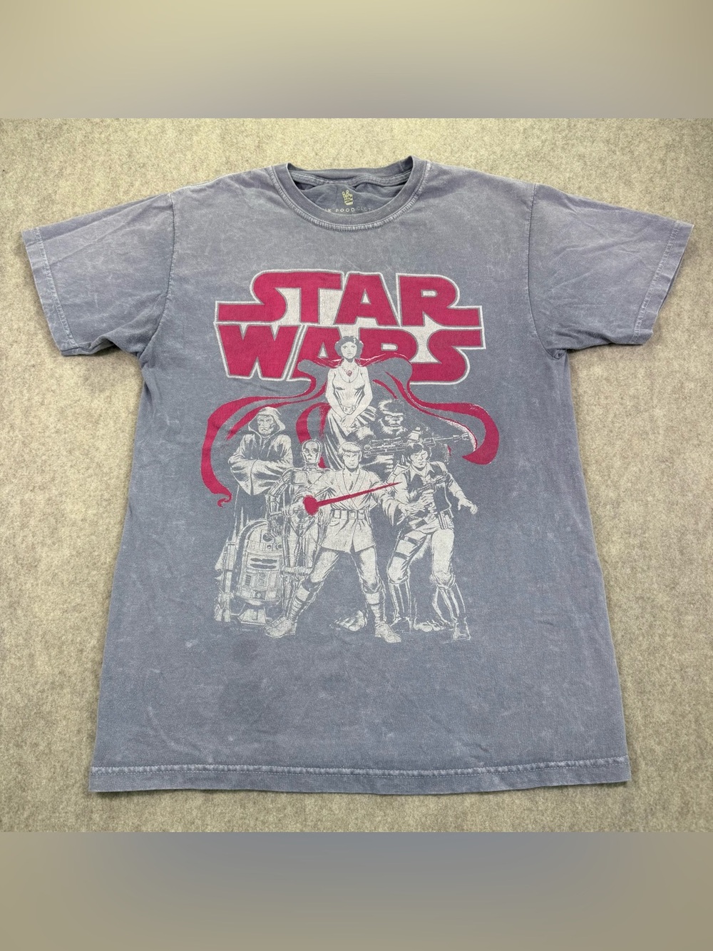 Junk Food Clothing Star Wars Distressed Gray/Hot Pink Graphic T Sz Womens Small